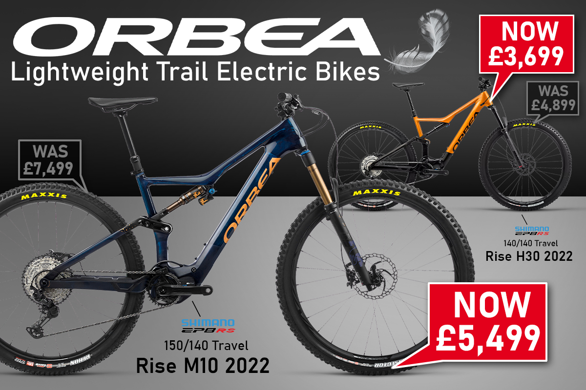 HUGE SAVINGS ON ORBEA RISE LIGHTWEIGHT E-MOUNTAIN BIKES